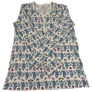 Roller Rabbit pajama top featuring a playful "I Love NY" monkey print Women's XS